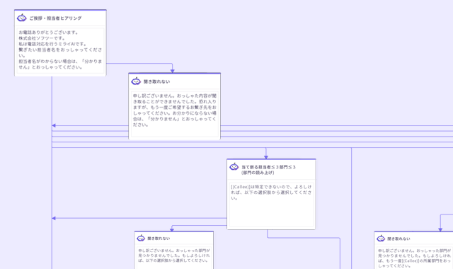 ミライAI機能:その場でセリフの変更もできる、視覚的にわかりやすい設定画面