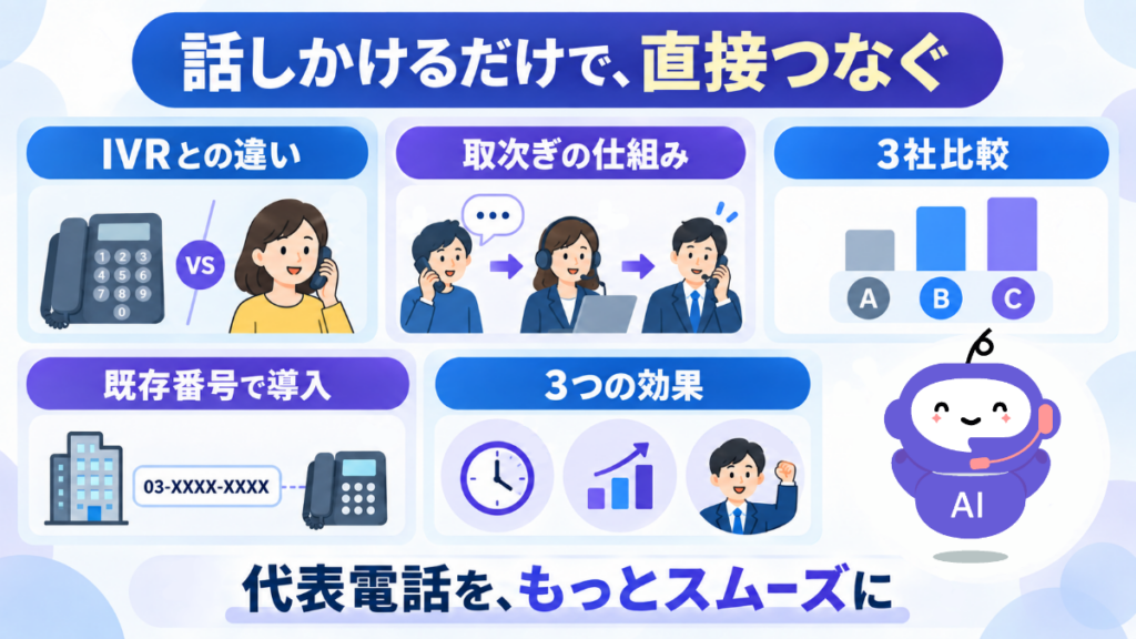 話しかけるだけで直接つなぐ。代表電話をもっとスムーズに。
